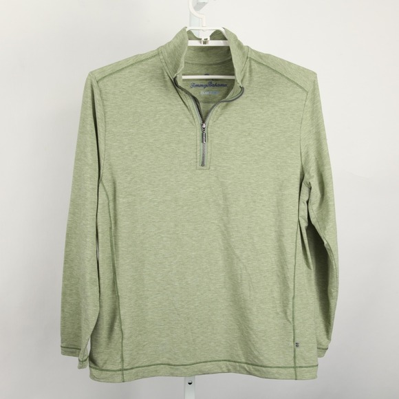 Tommy Bahama Sweater Mens Medium Green Island Zone Quarter Zip Pullover Top - Picture 2 of 12